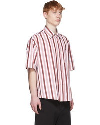AMI Alexandre Mattiussi White Pink Organic Cotton Short Sleeve Shirt