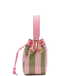 Fendi Pink And Green Raffia Mini Mon Tresor Bag