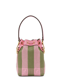 Fendi Pink And Green Raffia Mini Mon Tresor Bag