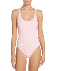 Pink Vertical Striped Swimsuit