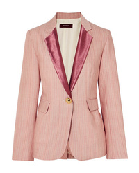 Pink Vertical Striped Wool Blazer