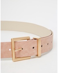 Asos Curve Curve Blush Waist And Hip Belt With Rose Gold Buckle Detail