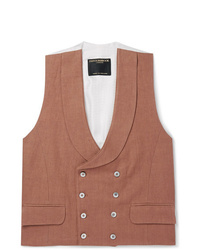 Favourbrook Brick Double Breasted Linen Waistcoat