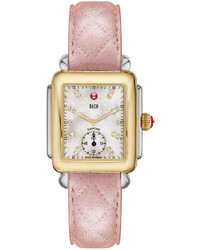 Michele 16mm Quilted Leather Strap Pink