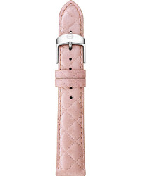 Michele 18mm Pearl Quilted Leather Watch Strap Pink