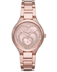 MICHAEL Michael Kors Michl Michl Kors 36mm Lainey Round Glitz Bracelet Watch Rose Golden