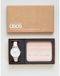 Asos The World Is Your Oyster Watch And Card Holder Set