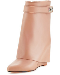 Givenchy Calfskin Shark Lock Fold Over Bootie Old Pink