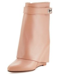 Givenchy Calfskin Shark Lock Fold Over Bootie Old Pink