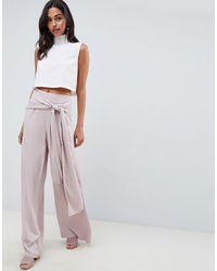 ASOS DESIGN Occasion Oversized Tie Front Wide Leg Trousers