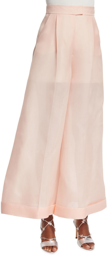DELPOZO Wide Leg Silk Organza Pants Light Pink, $2,050