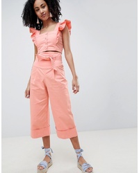 LOST INK Wide Leg Trousers With Paperbag Waist Co Ord