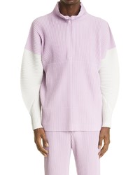 Homme Plissé Issey Miyake Colorblock Pleated Pullover In Light Purple Gray At Nordstrom