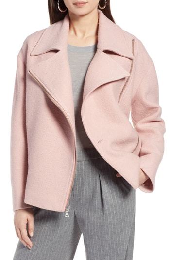 Pink boiled cheap wool jacket