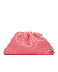 Pink Woven Leather Clutch
