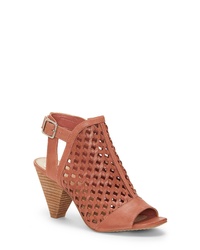 Pink Woven Leather Heeled Sandals