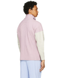 Homme Plissé Issey Miyake Purple Grey Block Half Zip Sweater