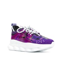 Versace Checked Lace Up Sneakers