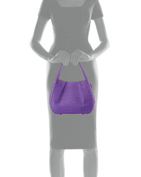 Nancy Gonzalez Crocodile Pleated Shoulder Bag Purple