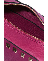 Valentino The Rockstud Textured Leather Shoulder Bag Magenta
