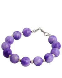 AsiaEXP Handmade Purple Agate Bracelet With Faceted Silver Beads