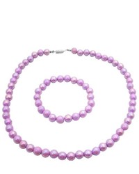 FashionJewelryForEveryone Girls Jewelry Gift Purple Round Beads Necklace Bracelet Christmas Gift