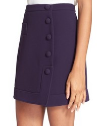 Carven Button Detail Crepe Skirt Size 6 Us 38 Fr Blue