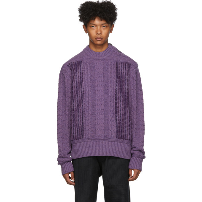 Wales Bonner Purple Magic Guernsey Sweater, $223 | SSENSE | Lookastic
