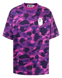 Purple Camouflage Crew-neck T-shirt