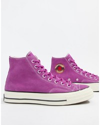 Purple Canvas High Top Sneakers