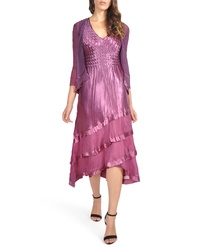 Purple Chiffon Midi Dress