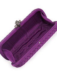 Bottega Veneta Woven Faille Large Knot Clutch Bag Mona Lisa Purple