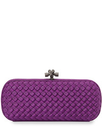 Bottega Veneta Woven Faille Large Knot Clutch Bag Mona Lisa Purple