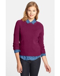 Halogen Long Sleeve Crewneck Cashmere Sweater Purple Dark X Large