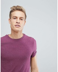 Asos Design Muscle Fit Crew Neck T Shirt With Roll Sleeve In Purple