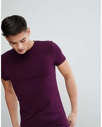Asos Design Muscle Fit T Shirt With Crew Neck In Purple
