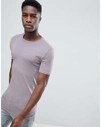 ASOS DESIGN Longline Muscle Fit T Shirt With Crew Neck In Purple