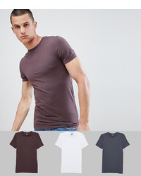 ASOS DESIGN Muscle Fit T Shirt With Crew Neck And Stretch 3 Pack Save