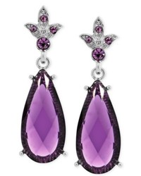 2028 Silver Tone Purple Stone Teardrop Earrings