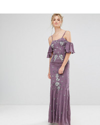 Maya Tall All Over Embellished Corset Top Maxi Dress With Cold Shoulder