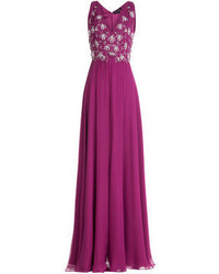 Jenny Packham Embellished Silk Evening Gown