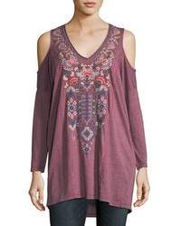 Johnny Was Nindi Cold Shoulder Embroidered Top Plus Size