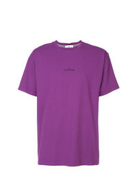 Purple Embroidered Crew-neck T-shirt