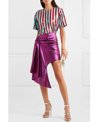 Halpern Asymmetric Sequined Tulle Mini Skirt