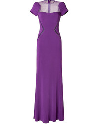 Elie Saab Sheer Panel Gown In Royal Purple