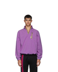 Purple Fleece Zip Neck Sweater