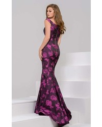 Jovani 40507 Sleeveless Printed Mermaid Gown