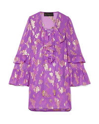 Purple Floral Chiffon Shift Dress
