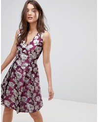 Purple Floral Fit and Flare Dress