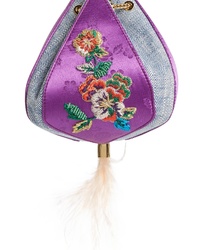 The Volon Cindy Flower Embroidered Brocade Denim Clutch